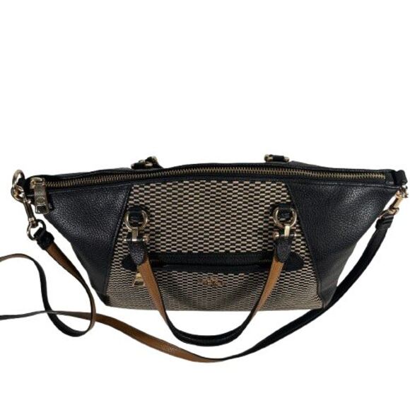 COACH Legacy Jacguard PRAIRIE SATCHEL TOTE 29848 Leather Black Crossbody Purse - Picture 8 of 16